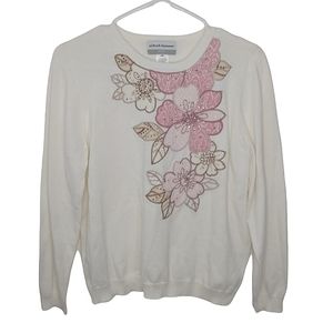 Alfred Dunner Embroidered Floral Sweater
